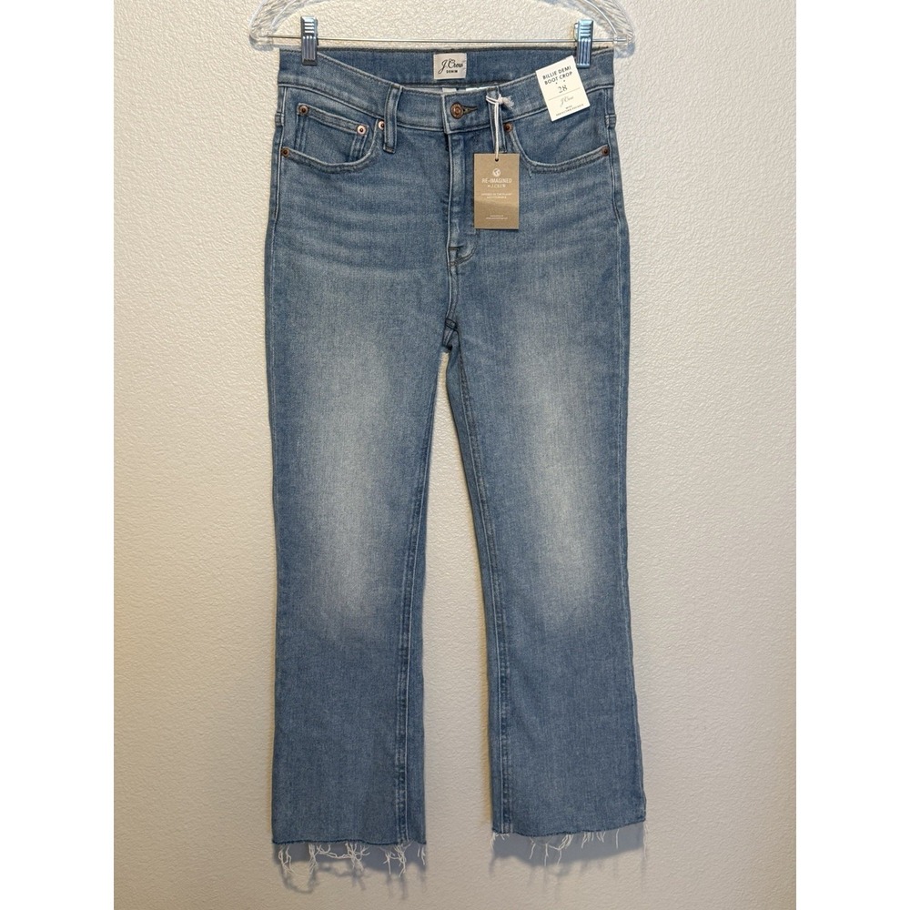 J.CREW Billie Demi-Boot Crop Jeans sz.28 Cornflower Wash Raw Hem NWT $128 AJ520